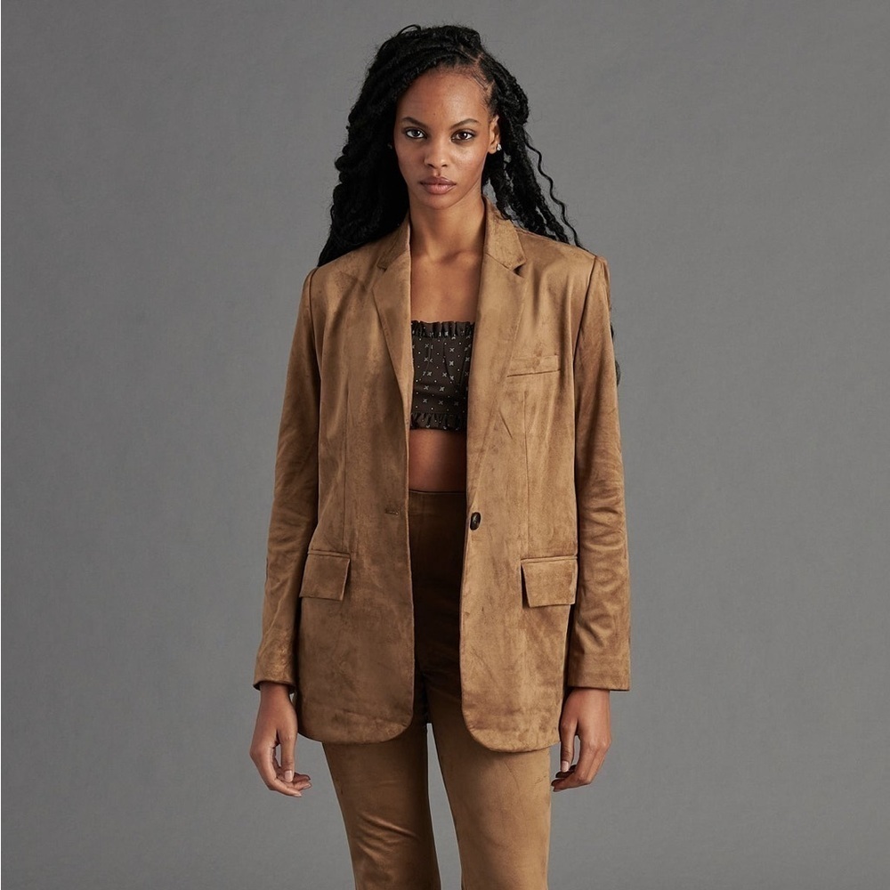 Steve Madden Imann Faux Suede Blazer in Brown